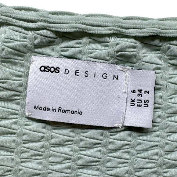 ASOS Seersucker Textured Sleeve Wide Leg Jumpsuit Seafoam Sage Green Size US 2 - Picture 8 of 9